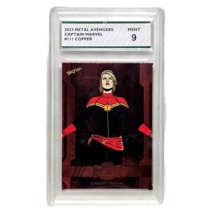 Captain Marvel 2023 SkyBox‎ Metal Avengers Copper 111 SPA 9 Mint Graded Card